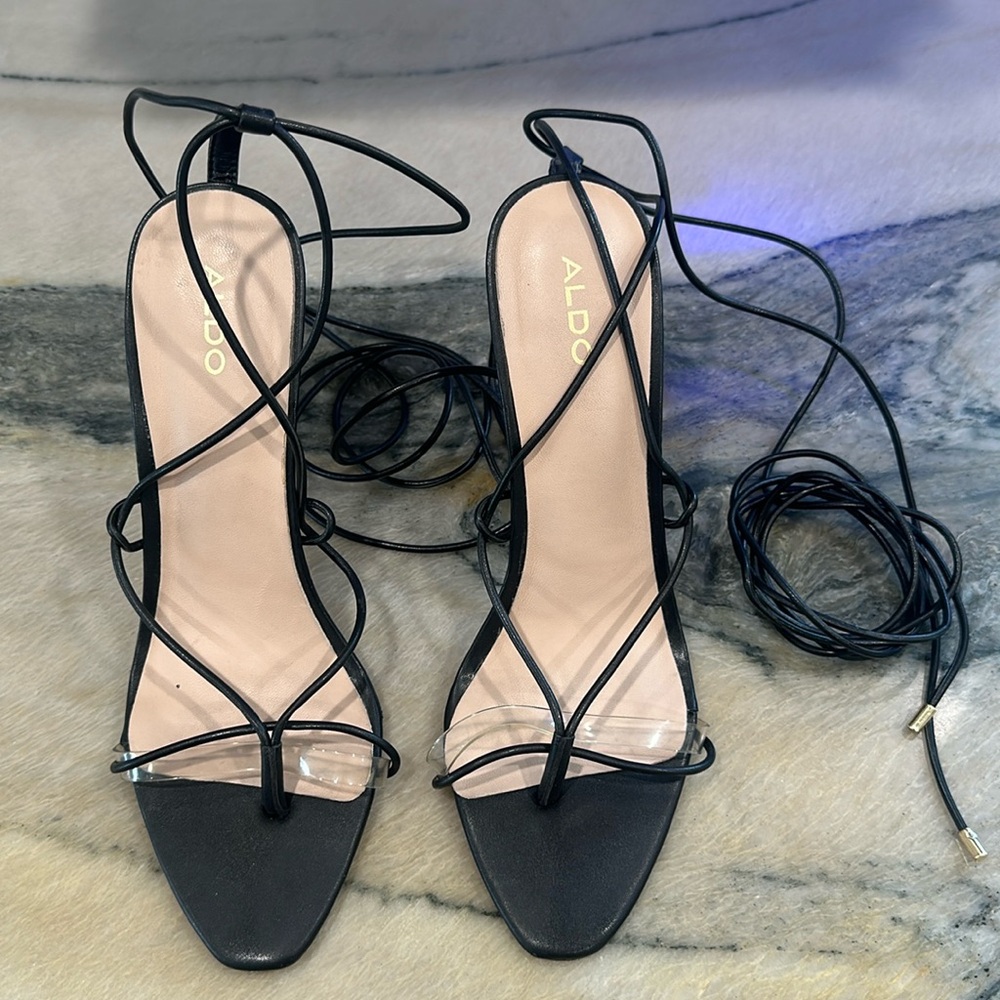 Black Aldo lace up heels. Used a few times.